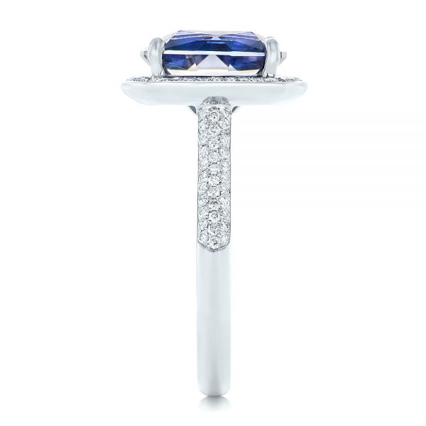  Platinum Platinum Custom Iolite And Diamond Halo Fashion Ring - Side View -  102803