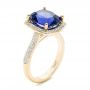 18k Yellow Gold 18k Yellow Gold Custom Iolite And Diamond Halo Fashion Ring - Three-Quarter View -  102803 - Thumbnail