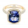 18k Yellow Gold 18k Yellow Gold Custom Iolite And Diamond Halo Fashion Ring - Flat View -  102803 - Thumbnail