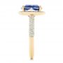 18k Yellow Gold 18k Yellow Gold Custom Iolite And Diamond Halo Fashion Ring - Side View -  102803 - Thumbnail