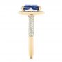 18k Yellow Gold 18k Yellow Gold Custom Iolite And Diamond Halo Fashion Ring - Side View -  102803 - Thumbnail