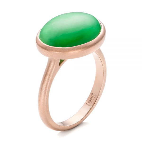 14k Rose Gold Custom Jade Cabochon Fashion Ring - Three-Quarter View -  101997