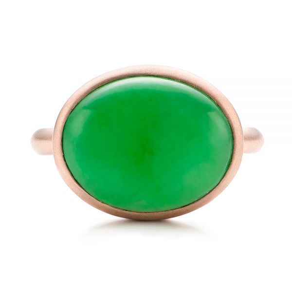 14k Rose Gold Custom Jade Cabochon Fashion Ring - Top View - 101997