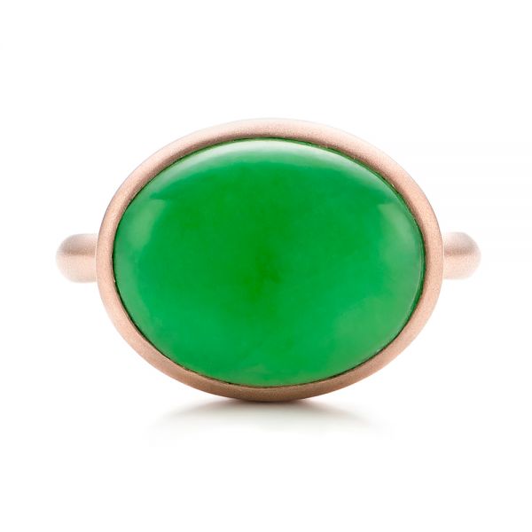 14k Rose Gold Custom Jade Cabochon Fashion Ring - Top View -  101997