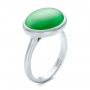 18k White Gold 18k White Gold Custom Jade Cabochon Fashion Ring - Three-Quarter View -  101997 - Thumbnail