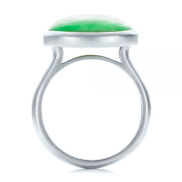 18k White Gold 18k White Gold Custom Jade Cabochon Fashion Ring - Front View -  101997