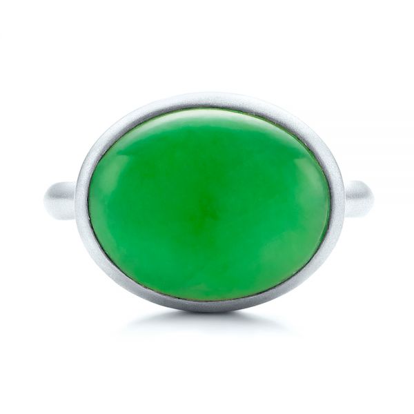 14k White Gold 14k White Gold Custom Jade Cabochon Fashion Ring - Top View - 101997