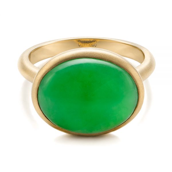 14k Yellow Gold 14k Yellow Gold Custom Jade Cabochon Fashion Ring - Flat View - 101997
