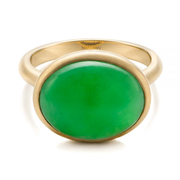 18k Yellow Gold 18k Yellow Gold Custom Jade Cabochon Fashion Ring - Flat View -  101997