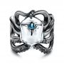 Custom London Blue Topaz Skull Fashion Ring - Flat View -  107009 - Thumbnail