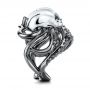 Custom London Blue Topaz Skull Fashion Ring - Side View -  107009 - Thumbnail
