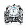 Custom London Blue Topaz Skull Fashion Ring - Top View -  107009 - Thumbnail