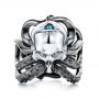  18K Gold Custom London Blue Topaz Skull Fashion Ring - Top View -  107009 - Thumbnail