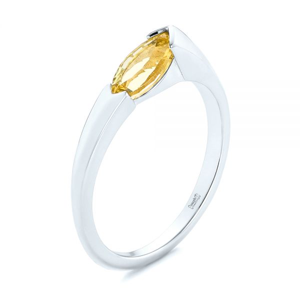 18k White Gold 18k White Gold Custom Marquise Citrine Fashion Ring - Three-Quarter View -  103635