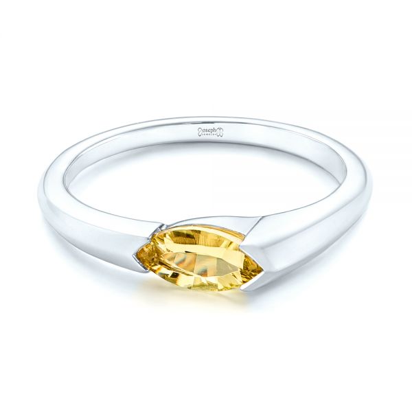 18k White Gold 18k White Gold Custom Marquise Citrine Fashion Ring - Flat View -  103635