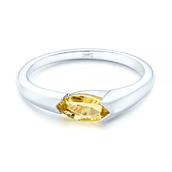 Platinum Platinum Custom Marquise Citrine Fashion Ring - Flat View - 103635