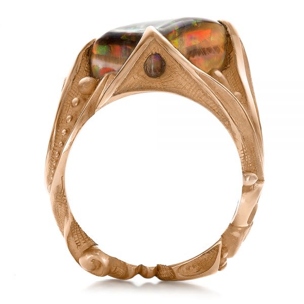 18k Rose Gold 18k Rose Gold Custom Men's Black Opal Ring - Front View - 100574