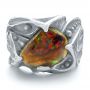 14k White Gold 14k White Gold Custom Men's Black Opal Ring - Flat View -  100574 - Thumbnail