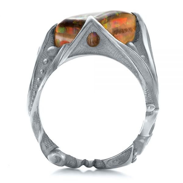  Platinum Platinum Custom Men's Black Opal Ring - Front View -  100574