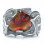 14k White Gold 14k White Gold Custom Men's Black Opal Ring - Top View -  100574 - Thumbnail