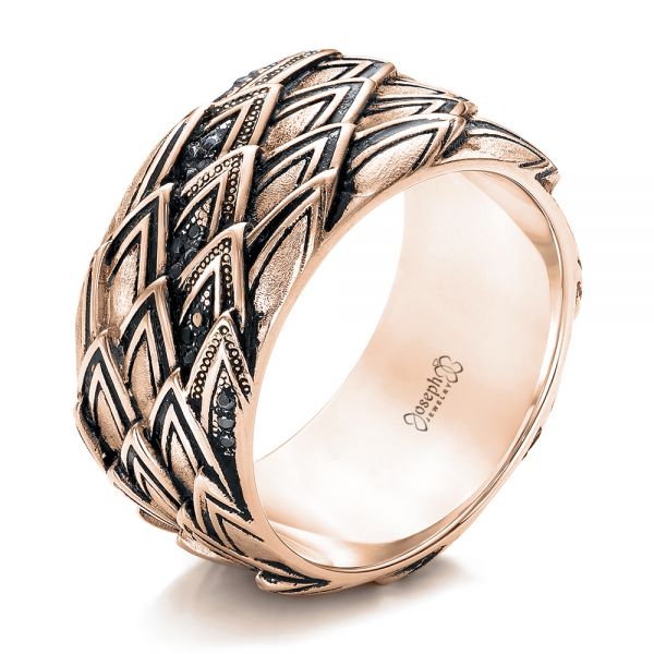 14k Rose Gold 14k Rose Gold Custom Men's Dragon Scale Fashion Ring - Three-Quarter View -  102169 - Thumbnail