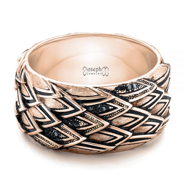18k Rose Gold 18k Rose Gold Custom Men's Dragon Scale Fashion Ring - Flat View - 102169