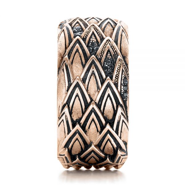 18k Rose Gold 18k Rose Gold Custom Men's Dragon Scale Fashion Ring - Side View - 102169