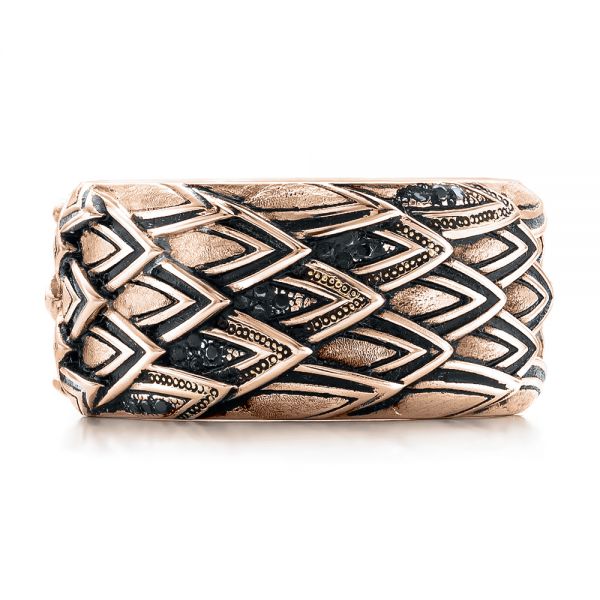 18k Rose Gold 18k Rose Gold Custom Men's Dragon Scale Fashion Ring - Top View - 102169