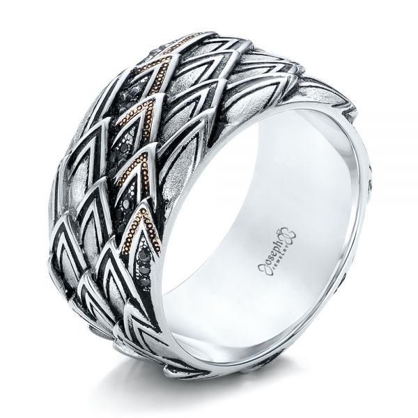  Platinum Platinum Custom Men's Dragon Scale Fashion Ring - Three-Quarter View -  102169