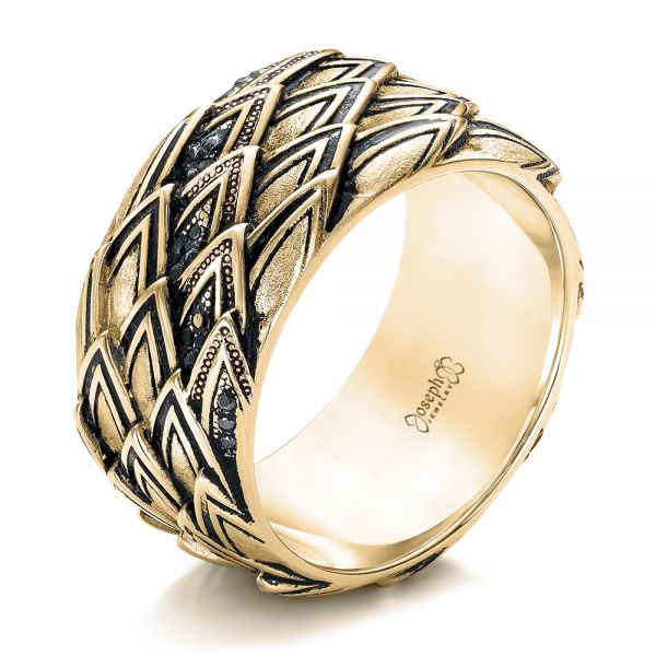 14k Yellow Gold 14k Yellow Gold Custom Men's Dragon Scale Fashion Ring - Three-Quarter View -  102169 - Thumbnail