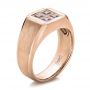 14k Rose Gold 14k Rose Gold Custom Men's Sapphire And Brushed Metal Band - Three-Quarter View -  100634 - Thumbnail