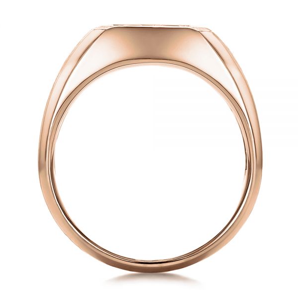18k Rose Gold 18k Rose Gold Custom Men's Sapphire And Brushed Metal Band - Front View -  100634
