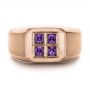 14k Rose Gold 14k Rose Gold Custom Men's Sapphire And Brushed Metal Band - Top View -  100634 - Thumbnail