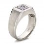 18k White Gold 18k White Gold Custom Men's Sapphire And Brushed Metal Band - Three-Quarter View -  100634 - Thumbnail