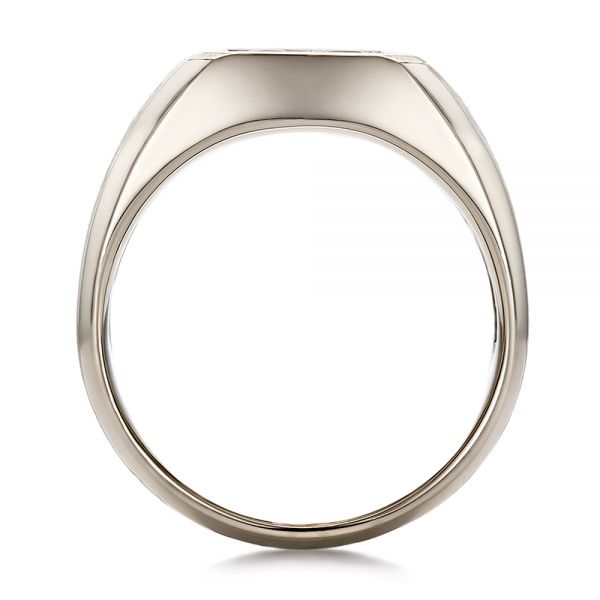Platinum Platinum Custom Men's Sapphire And Brushed Metal Band - Front View - 100634