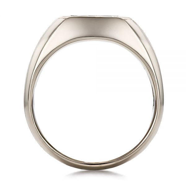 14k White Gold 14k White Gold Custom Men's Sapphire And Brushed Metal Band - Front View -  100634