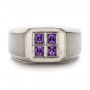  Platinum Platinum Custom Men's Sapphire And Brushed Metal Band - Top View -  100634 - Thumbnail