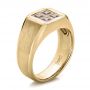 18k Yellow Gold 18k Yellow Gold Custom Men's Sapphire And Brushed Metal Band - Three-Quarter View -  100634 - Thumbnail