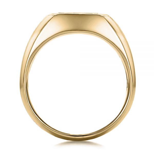 14k Yellow Gold 14k Yellow Gold Custom Men's Sapphire And Brushed Metal Band - Front View -  100634