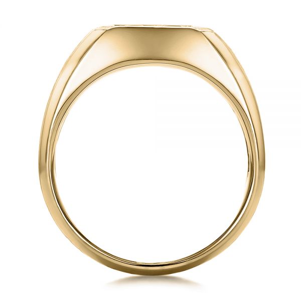 18k Yellow Gold 18k Yellow Gold Custom Men's Sapphire And Brushed Metal Band - Front View - 100634