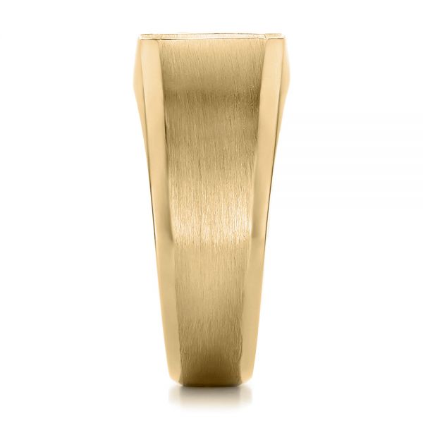 18k Yellow Gold 18k Yellow Gold Custom Men's Sapphire And Brushed Metal Band - Side View - 100634