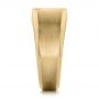 18k Yellow Gold 18k Yellow Gold Custom Men's Sapphire And Brushed Metal Band - Side View -  100634 - Thumbnail
