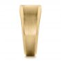 18k Yellow Gold 18k Yellow Gold Custom Men's Sapphire And Brushed Metal Band - Side View -  100634 - Thumbnail
