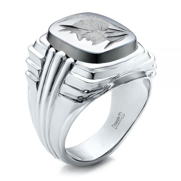  Platinum Platinum Custom Men's Signet Ring - Three-Quarter View -  101267