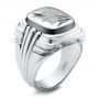 14k White Gold Custom Men's Signet Ring - Three-Quarter View -  101267 - Thumbnail