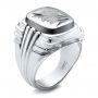 18k White Gold 18k White Gold Custom Men's Signet Ring - Three-Quarter View -  101267 - Thumbnail