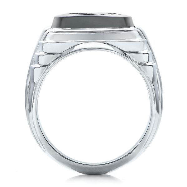 14k White Gold Custom Men's Signet Ring - Front View -  101267
