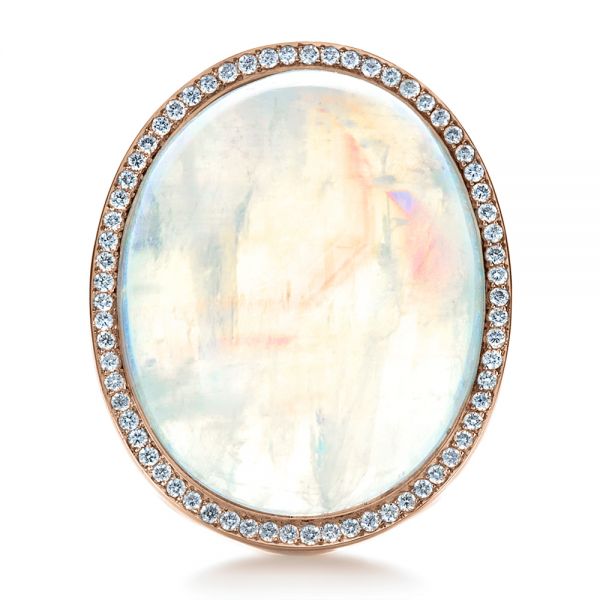 18k Rose Gold 18k Rose Gold Custom Moonstone And Diamond Ring - Top View - 1242