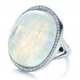 14k White Gold Custom Moonstone And Diamond Ring - Flat View -  1242 - Thumbnail