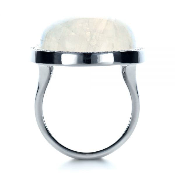 14k White Gold Custom Moonstone And Diamond Ring - Front View -  1242